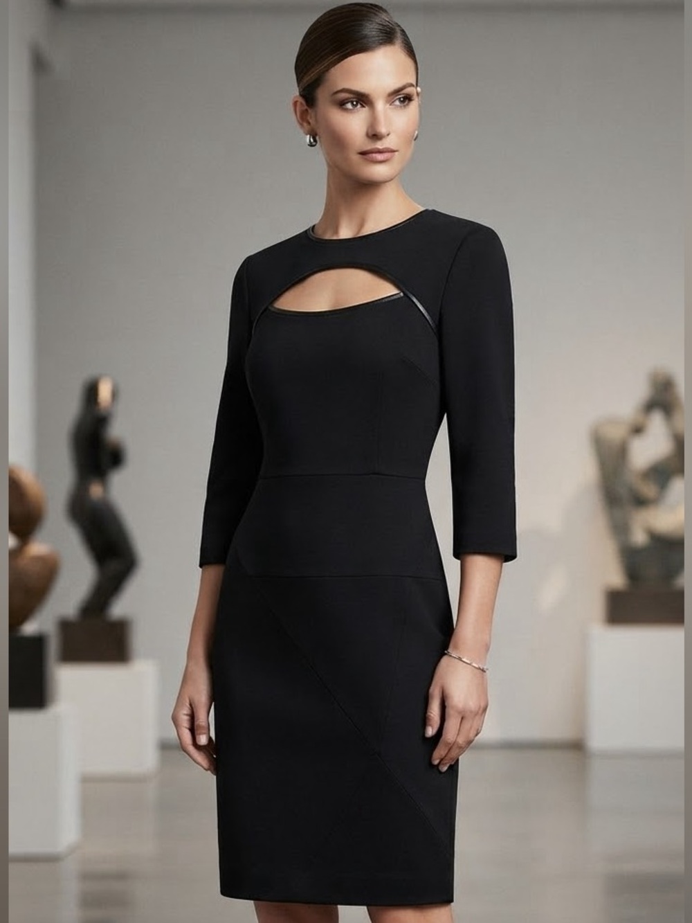 Women's St. John Black Midi Dress Size 6